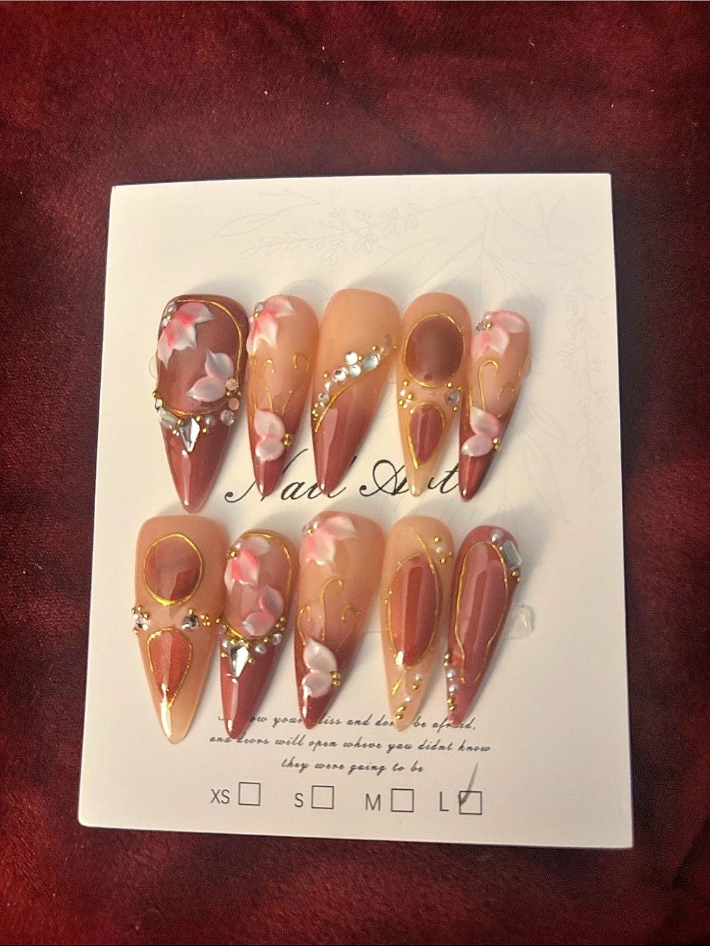 Pink & Gold Press-On Nails NWT